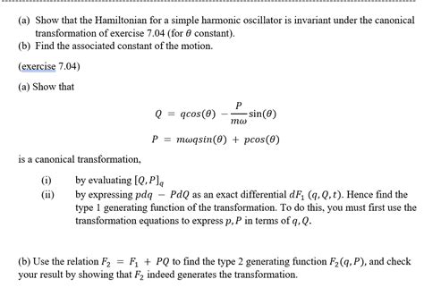 Solved A Show That The Hamiltonian For A Simple Harmonic Chegg Com