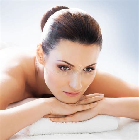 Portrait Of A Woman Relaxing On A Spa Massage Stock Image Image Of