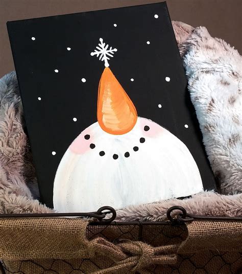 8x10 Hand Painted Smiling Snowman Canvas Wall By Natalieldesigns