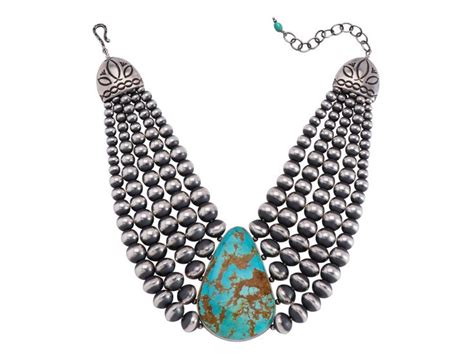 Kingman Turquoise Navajo Pearl 5 Strand Necklace Maloufontheplaza