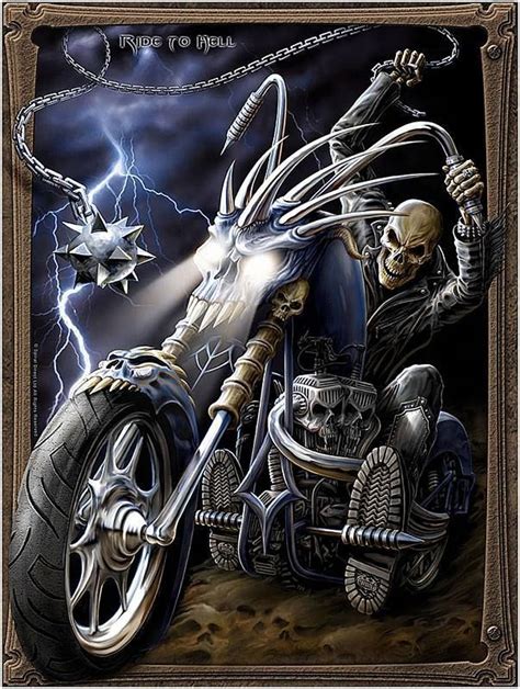 Skull Biker Art Motorcycle Art Art Harley Davidson Grim Reaper Art