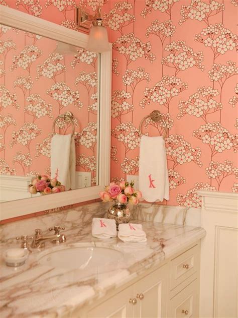 Image Result For Peach And White Bathroom Wallpaper Floral Pink Floral