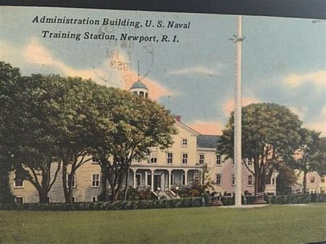 Postcard Admin Building And Us Naval Training Station Newport Ri
