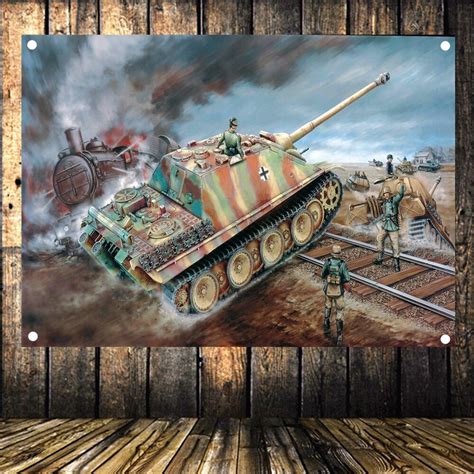 Ww Ii Wehrmacht King Tiger Tank Armored Car Panzer Military Poster Flag
