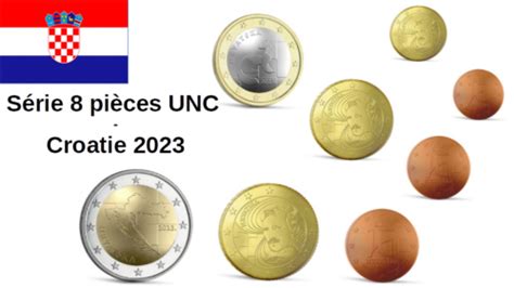 Série 8 Pièces Euros Croatie 2023 1 Centimes à 2 Euros Unc Ebay