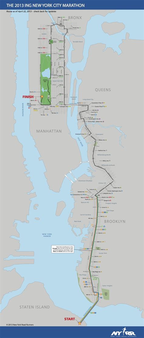 New York City Marathon Route Map Cities And Towns Map