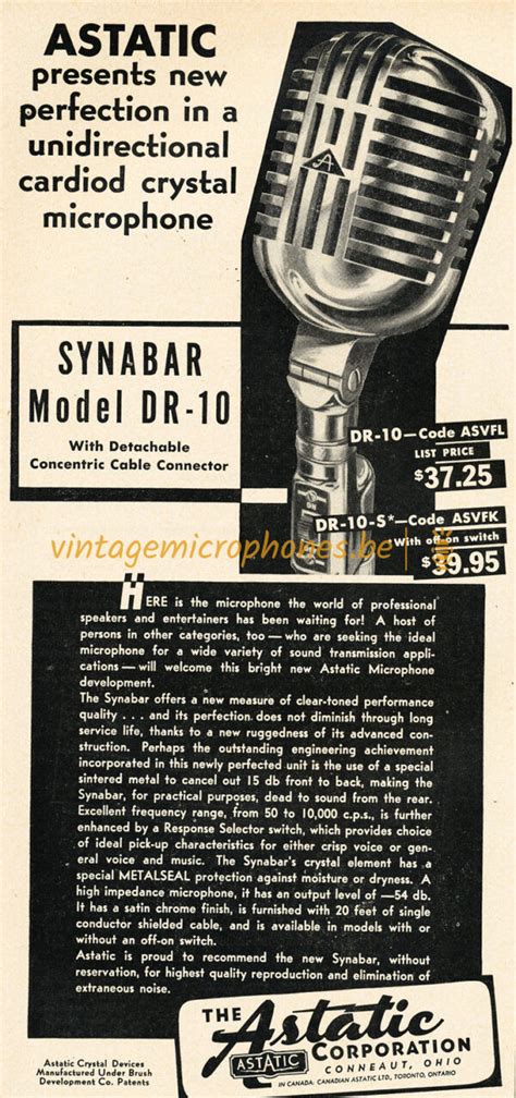 Astatic Dr 10 Microphone 1 Page Vintage Microphones