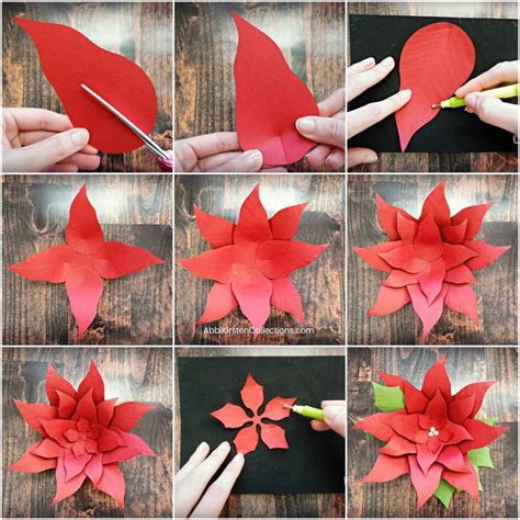 How To Make Paper Poinsettias Step By Step In 2020 Paper Flower