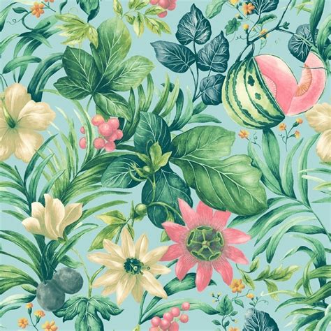 Grandeco Botanical Fruit Flower Pattern Wallpaper Tropical