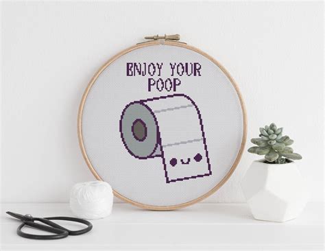 Enjoy Your Poop Toilet Paper Bathroom Humour Funny Cross Etsy