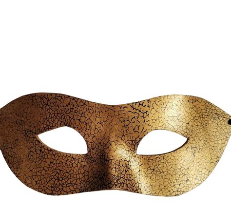Genuine Handmade Unique Leather Mask Black And Gold Crackle Mask