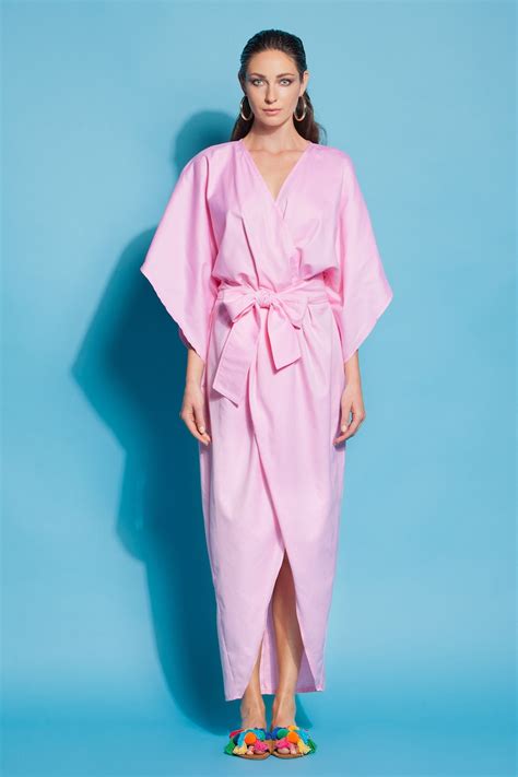 Pink Kimono Dress Wrap Dress Cotton Kimono Dress Plus Size Etsy