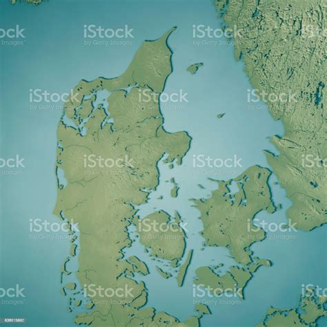 3d Render Of A Topographic Map Of Denmark All Source Data Is In The