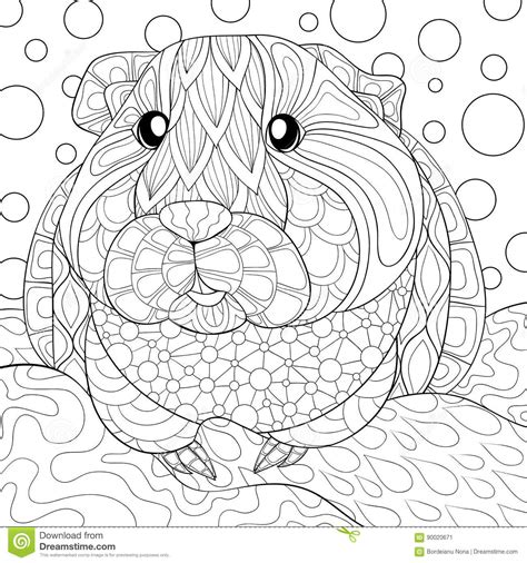 These masks are a perfect fit for any guinea pig, hamster, or animal. Adult Coloring Page Guinea Pig Stock Vector - Illustration ...