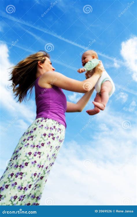 Happy Mother And Baby Stock Photo Image Of Blue Parenthood 2069526
