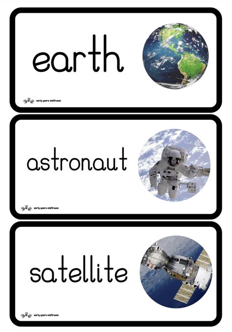 Space Themed Word Cards Early Years Staffroom Eyfs