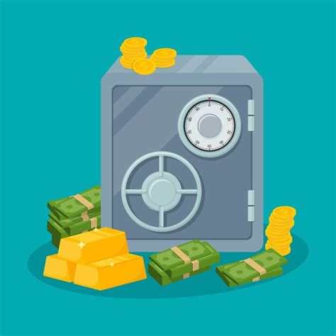 Premium Vector Safe Box With Money Savings Dollar Coins Banknotes