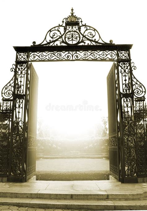 Beautiful Open Gate With Sunlight Coming Through Stock Photo Image