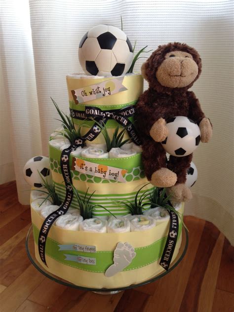 Flaming soccer ball temporary tattoos. Soccer Themed Baby Shower Diaper Cake | Soccer baby ...