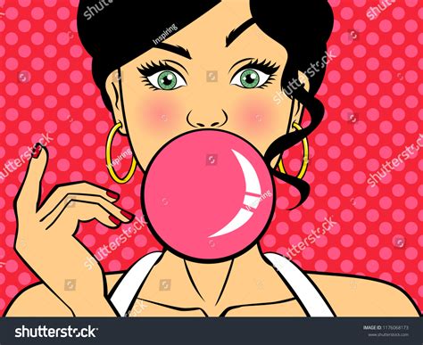 Surprised Sexy Woman Pink Bubble Gum Stock Vector Royalty Free 1176068173 Shutterstock