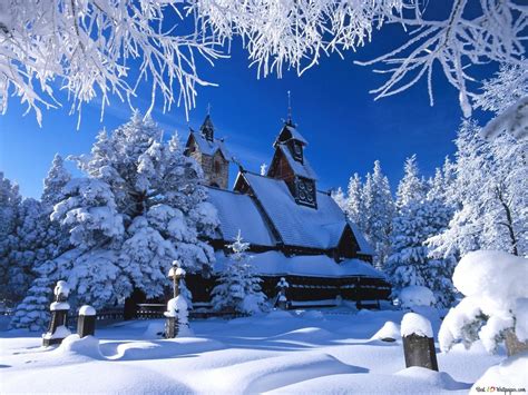 Snow Covered Church In The Woods Hd Wallpaper Download Winter Wallpapers