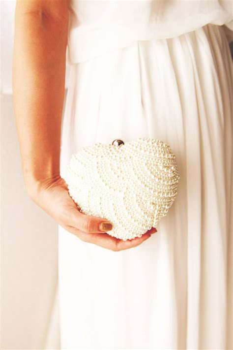 Pearl Clutch Bag Hand Beaded Ivory Pearls Bridal Wedding Prom Pageant