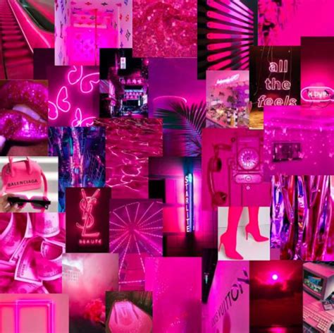 50pc Neon Pink Photo Collage Kit Etsy Love Pink Wallpaper I Love