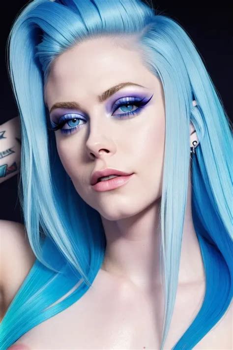 Dopamine Girl Close Up Shot 21 Year Old Avril Lavigne Caucasian A Streamer Slim Blue