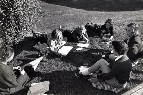 1950s Students Studying Outdoors Old Photos Vassar Vintage Photographs