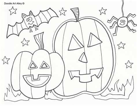 Cute happy halloween characters coloring page. Halloween Coloring Pages - Doodle Art Alley