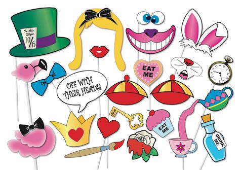 alice in wonderland party photo booth props set 33 piece etsy alice in wonderland party