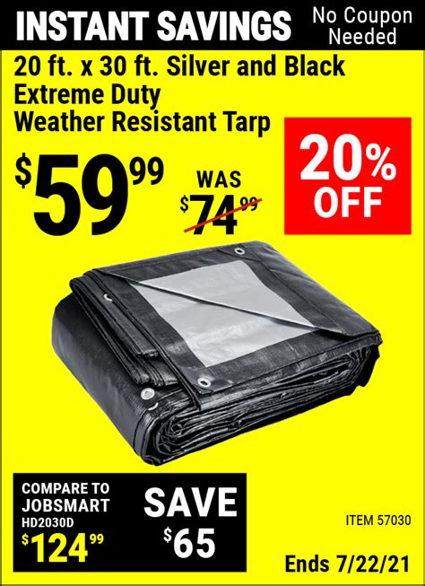 Hft 20 Ft X 30 Ft Silver And Black Extreme Duty Weather Resistant Tarp
