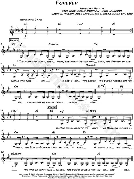 Kari Jobe Forever Sheet Music Leadsheet In Eb Major Transposable Download Print Sku