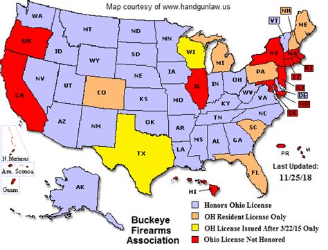 ohio concealed carry states map united states map
