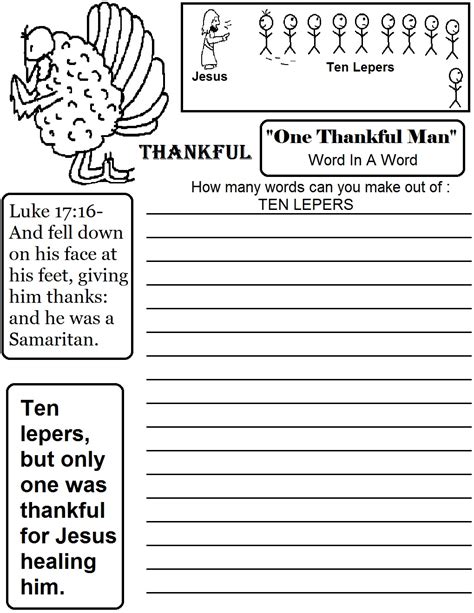 Thanksgiving One Thankful Leper Sunday School Lesson