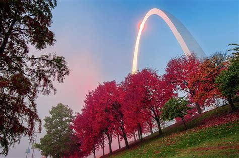 St Louis Gateway Arch Dressed In Red Photograph By Gregory Ballos Pixels