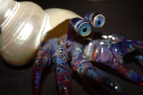 Glass Hermit Crab With Natural Shell Etsy