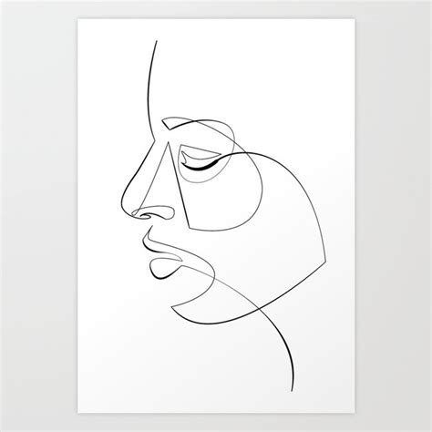 Printable One Line Drawing Minimal Woman Face Wall Art Simple Single Line Face Artwork