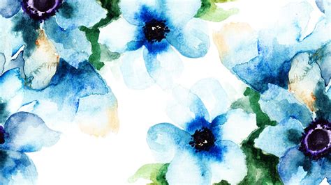 Flowers Brushed Blues Watercolor Summer Abstract Spring Floral Paint