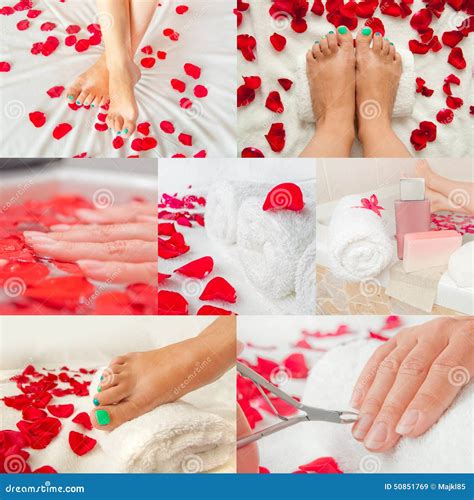 Foot And Hand Spa Salon Collage Stock Image Image Of Pedicure