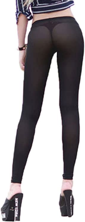 zukzi women s stretchy sexy see through leggings sheer leggings clubwear sheer black us 2 at