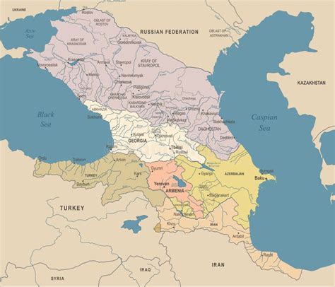 Caucasus Region Map Vintage Vector Illustration Stock Illustration