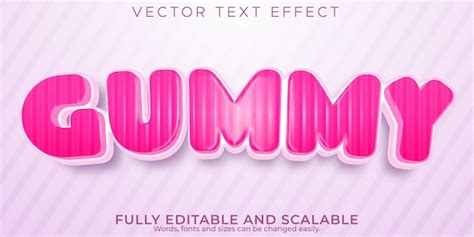 Free Vector Editable Text Effect Gummy 3d Pink And Gum Font Style