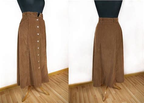 Long Corduroy Skirt Vintage Cord Skirt Brown Curduroy Skirt Etsy