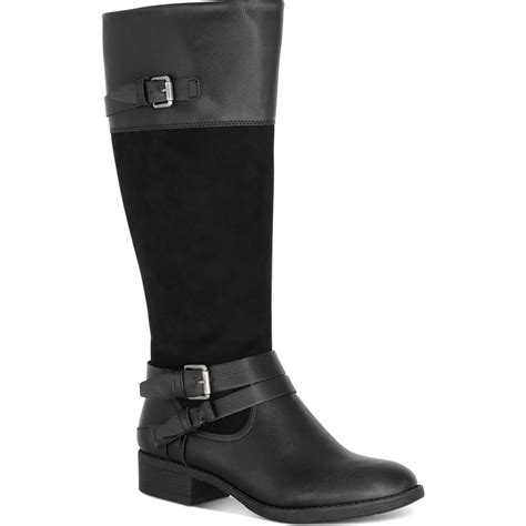 Style And Co Style And Co Womens Ashliie Faux Leather Dress Boots Black