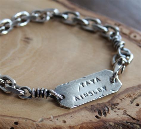 Mens Personalized Chunky And Custom Silver Chain Bracelet 2 Sisters