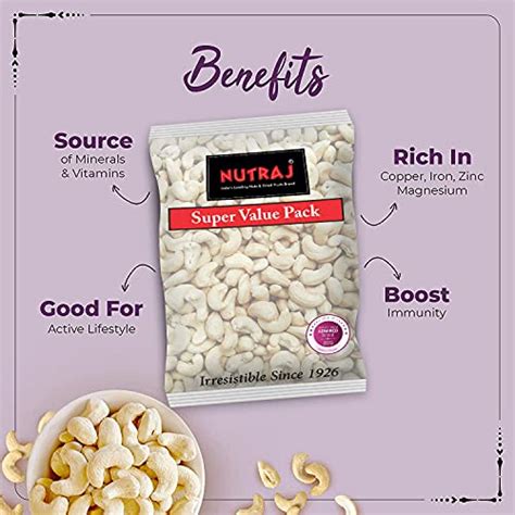 Nutraj 100 Natural Premium Whole Cashew Nuts W450 800g 2 X 400g Raw Kaju Value Pack