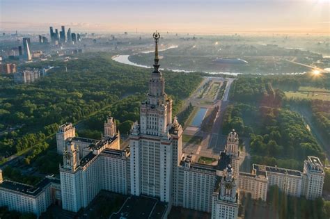 Premium Photo Moscow State University And Moscow City Business Center
