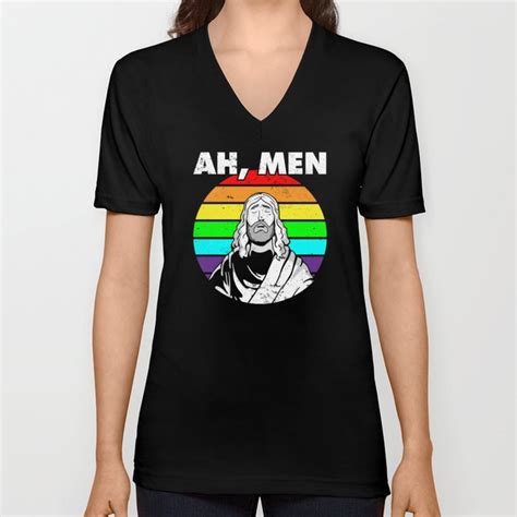 Lgbt Gay Pride I Jesus Rainbow Christian I Ah Men V Neck T Shirt By Maximus Design Society