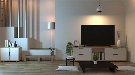 Premium Photo Interior Living Room Zen Style With Smart Tv And